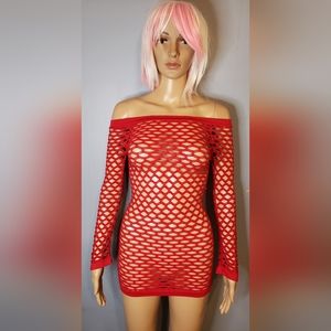 Fishnet Dress Red by Colorful OS